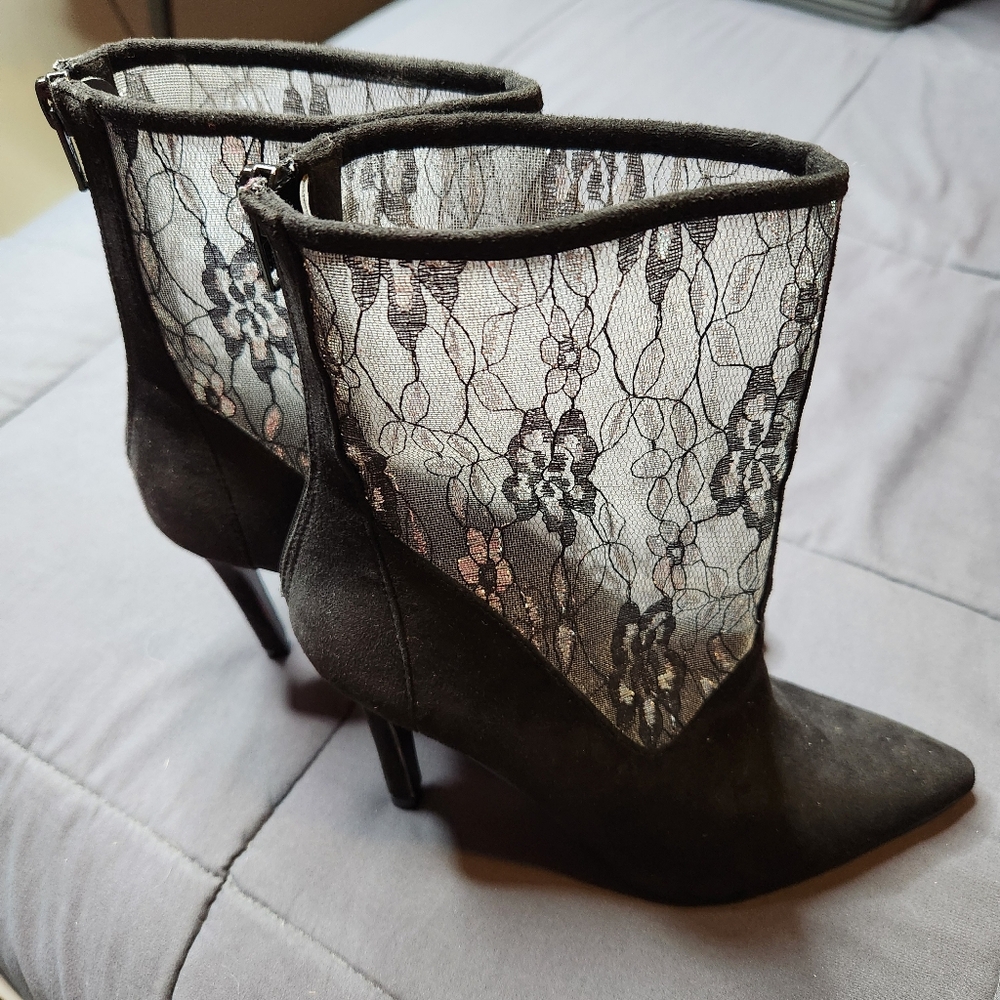 Diba Beth Bootie Heels Black Lace